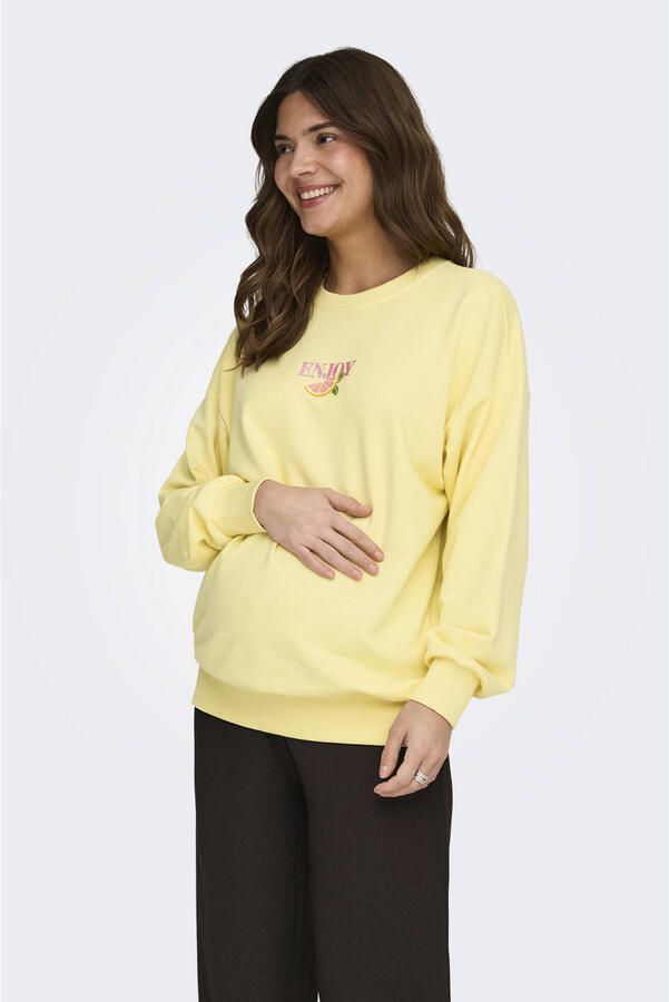 ONLY MATERNITY zwangerschaps sweater met backprint geel
