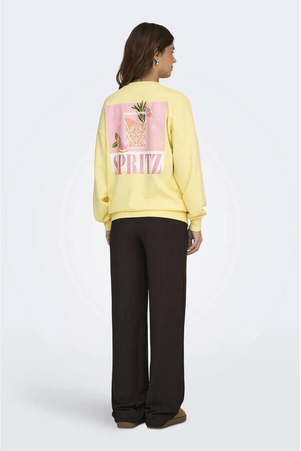 ONLY MATERNITY zwangerschaps sweater met backprint geel - Foto 2