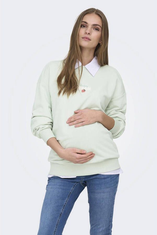 ONLY MATERNITY zwangerschaps sweater met backprint groen
