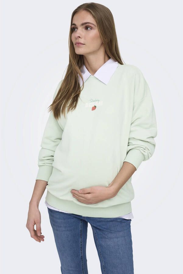 ONLY MATERNITY zwangerschaps sweater met backprint groen - Foto 3