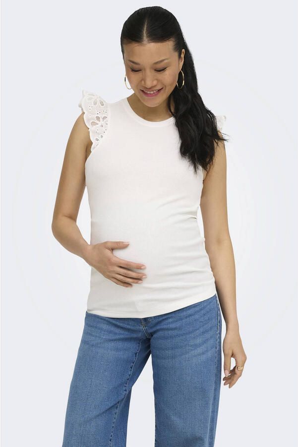 ONLY MATERNITY zwangerschaps T-shirt broderie ecru