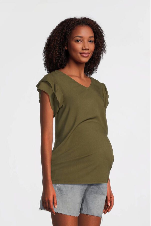 ONLY MATERNITY zwangerschaps T-shirt groen - Foto 2