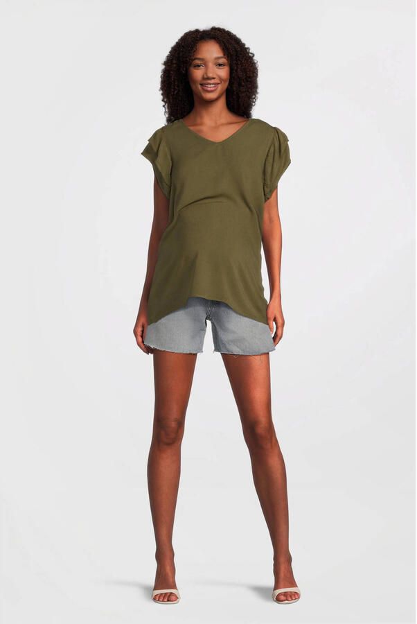 ONLY MATERNITY zwangerschaps T-shirt groen - Foto 3