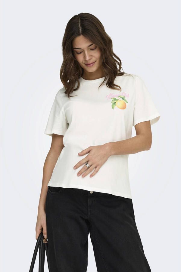 ONLY MATERNITY zwangerschaps T-shirt met backprint ecru