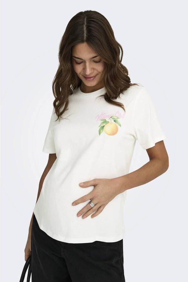 ONLY MATERNITY zwangerschaps T-shirt met backprint ecru - Foto 3