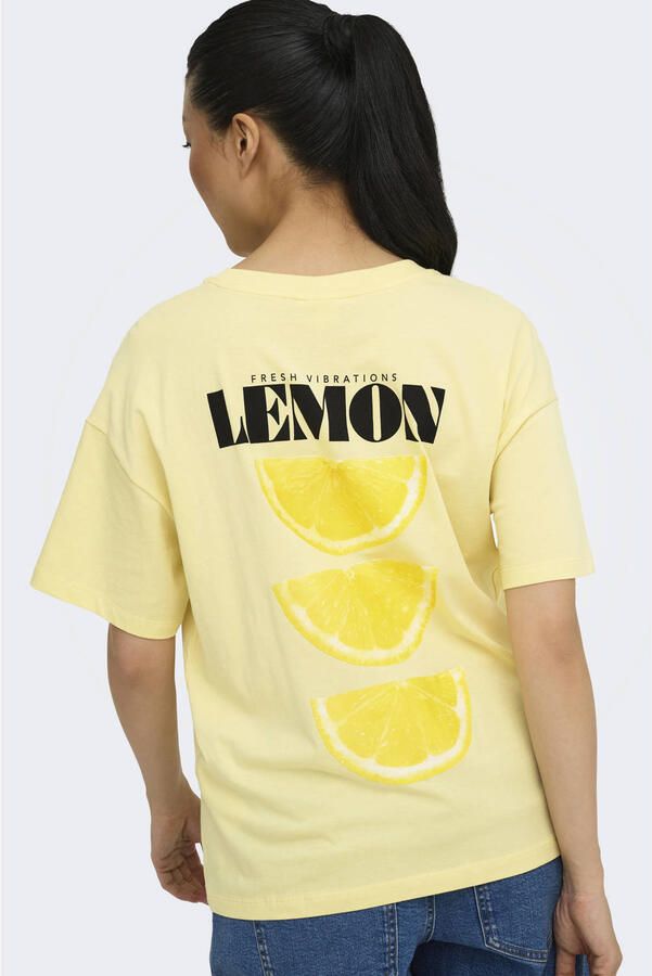 ONLY MATERNITY zwangerschaps T-shirt met backprint lichtgeel - Foto 3