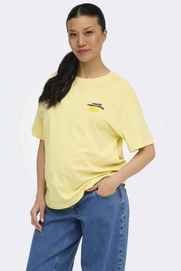 ONLY MATERNITY zwangerschaps T-shirt met backprint lichtgeel