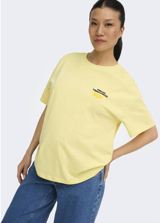 ONLY MATERNITY zwangerschaps T-shirt met backprint lichtgeel - Foto 2