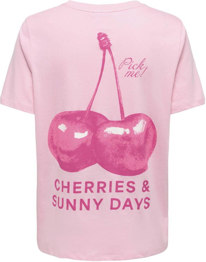 ONLY MATERNITY zwangerschaps T-shirt met backprint roze - Foto 3