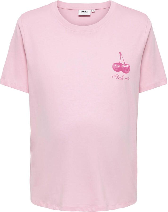 ONLY MATERNITY zwangerschaps T-shirt met backprint roze - Foto 2