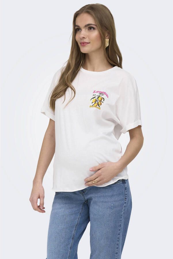 ONLY MATERNITY zwangerschaps T-shirt met backprint wit
