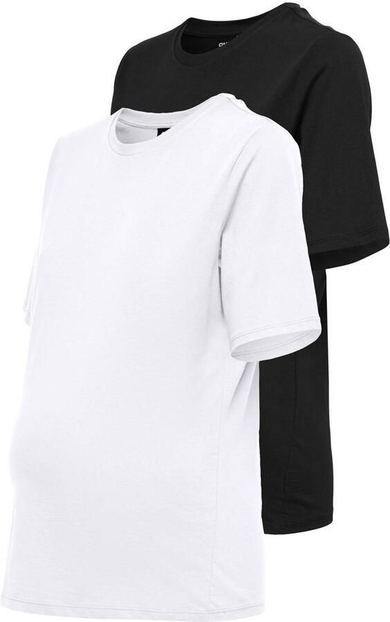 ONLY MATERNITY zwangerschaps T-shirt OLMONLY zwart wit (set van 2)