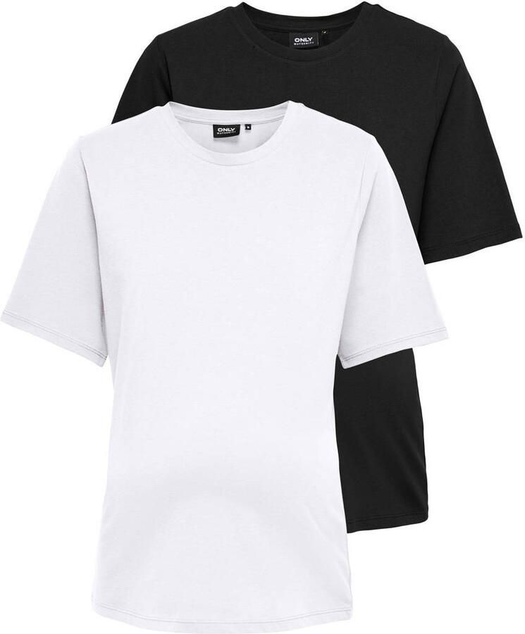ONLY MATERNITY zwangerschaps T-shirt OLMONLY zwart wit (set van 2) - Foto 2