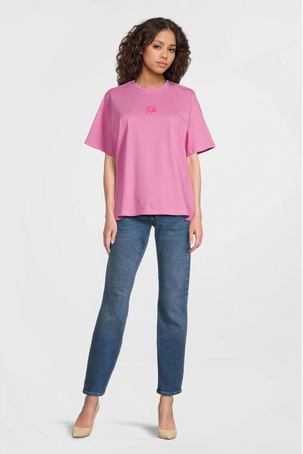 ONLY MATERNITY zwangerschaps T-shirt roze gebreid - Foto 3