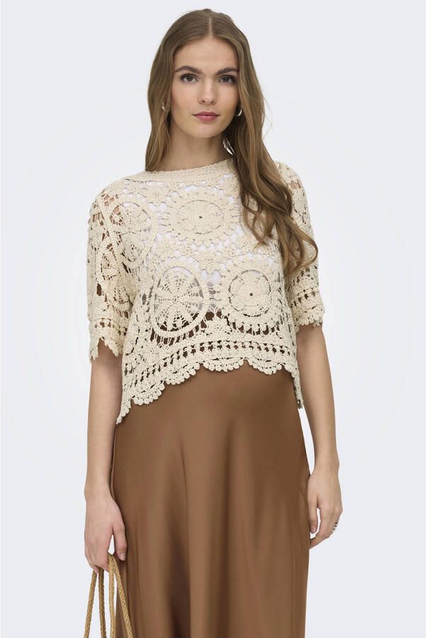 ONLY MATERNITY zwangerschaps top gehaakt ecru