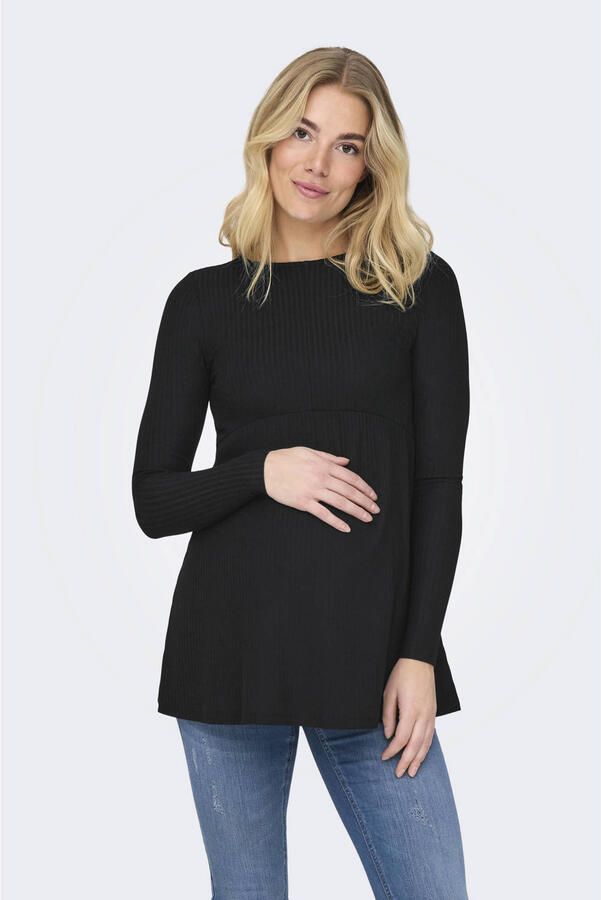 ONLY MATERNITY zwangerschaps top zwart rib gebreid