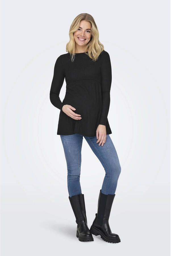 ONLY MATERNITY zwangerschaps top zwart rib gebreid - Foto 3