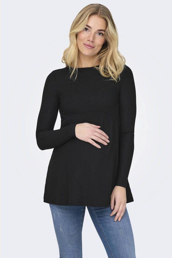 ONLY MATERNITY zwangerschaps top zwart rib gebreid