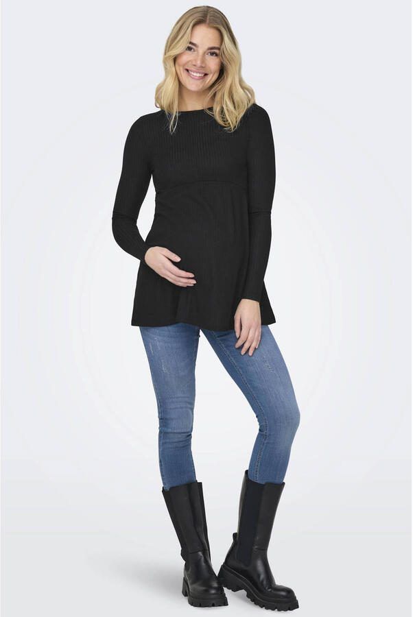 ONLY MATERNITY zwangerschaps top zwart rib gebreid - Foto 3