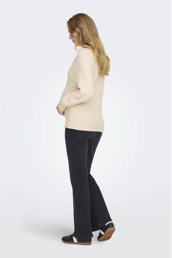 ONLY MATERNITY zwangerschaps trui beige fijn gebreid - Foto 2