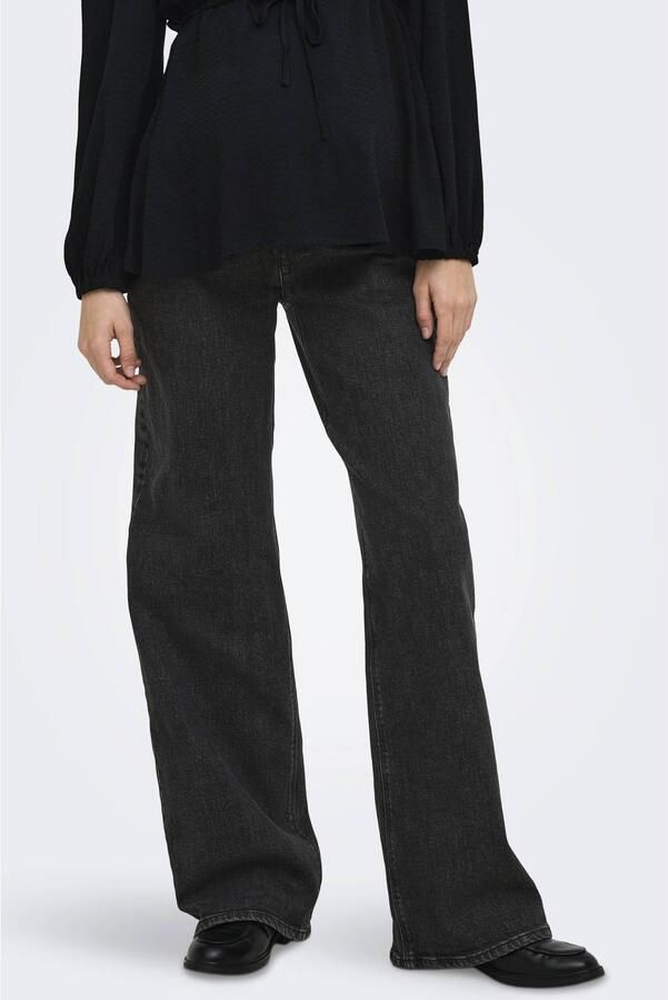ONLY MATERNITY zwangerschaps wide leg jeans black denim Zwart Effen maat XXL-32