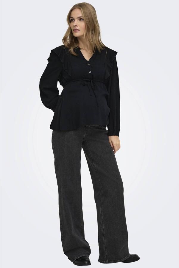 ONLY MATERNITY zwangerschaps wide leg jeans black denim Zwart Effen maat XXL-32 - Foto 2