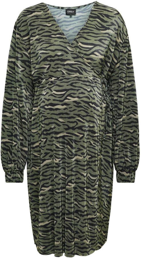 ONLY MATERNITY zwangerschapsjurk OLMCLAUDIA met all over print groen zwart Dames Polyester V-hals XXL - Foto 2