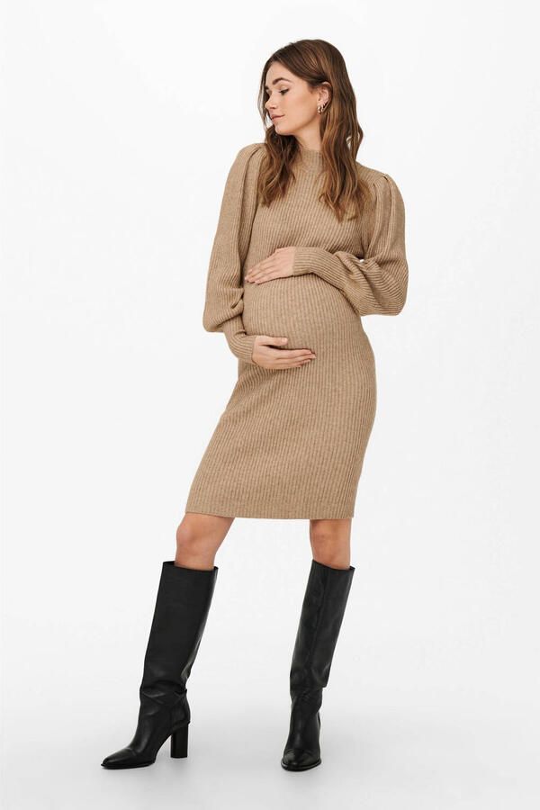 ONLY MATERNITY zwangerschapsjurk OLMKATIA bruin Dames Viscose Opstaande kraag XL - Foto 2