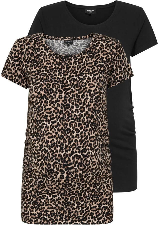 ONLY MATERNITY Zwangerschapsshirt OLMLOVELY S S ONECK AOP TOP 2PCK JRS NOO (set 2-delig)