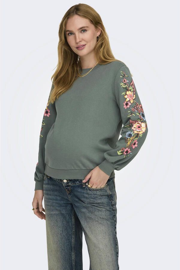 ONLY MATERNITY zwangerschapssweater OLMCONNY groen Trui Dames Katoen Ronde hals maat XXL - Foto 2