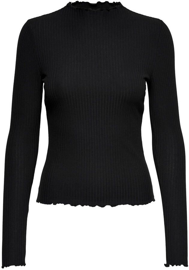 ONLY MATERNITY zwangerschapstop OLMEMMA L S HIGH NECK TOP JRS met all over print zwart Dames Polyester Opstaande kraag XXL