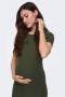 ONLY MATERNITY ribgebreide zwangerschapsjurk OLMNELLA groen Dames Polyester Ronde hals XXL - Thumbnail 1