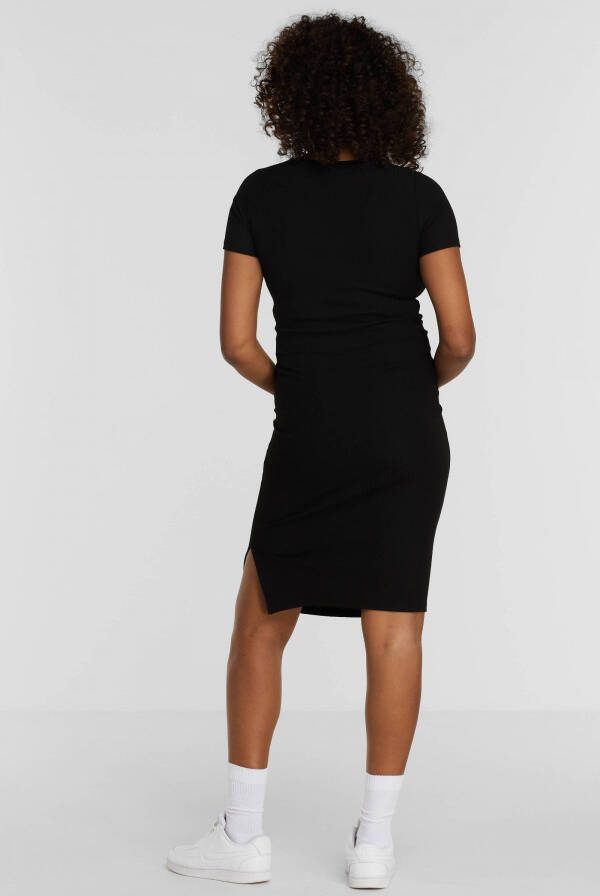 ONLY MATERNITY ribgebreide zwangerschapsjurk OLMNELLA zwart Dames Polyester Ronde hals XXL - Foto 2