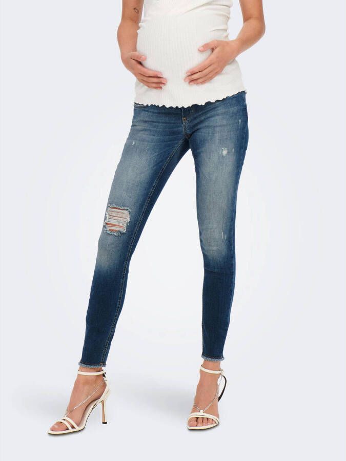 ONLY MATERNITY skinny zwangerschapsjeans OLMBLUSH dark medium blue denim Blauw Dames Stretchdenim XXL-32