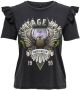 ONLY MATERNITY T-shirt OLMLUCY met printopdruk en ruches zwart Dames Katoen Ronde hals XXL - Thumbnail 1