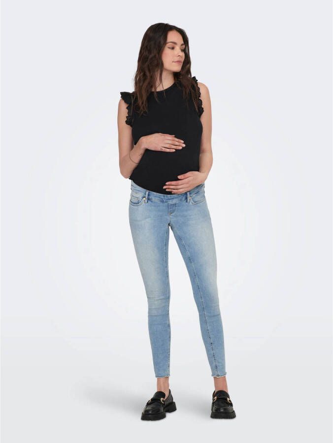 ONLY MATERNITY zwangerschapstop OLMLINDA met ruches zwart Dames Katoen Ronde hals XXL
