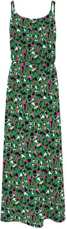 ONLY maxi jurk ONLNOVA met dierenprint groen roze zwart