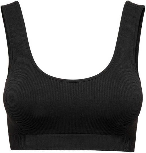 ONLY niet-voorgevormde naadloze bh top ONLVICKYRIB zwart