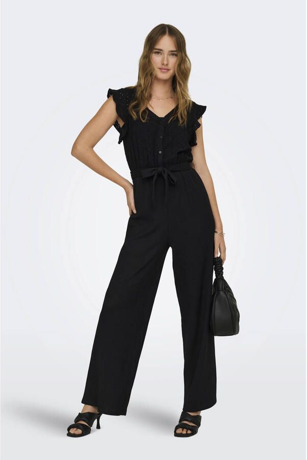 Only regular fit jumpsuit met ajourwerk model 'LELISA'