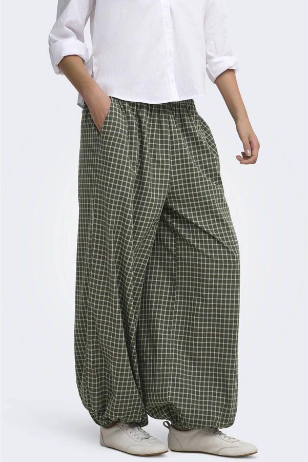 ONLY ballon geruite broek groen - Foto 3