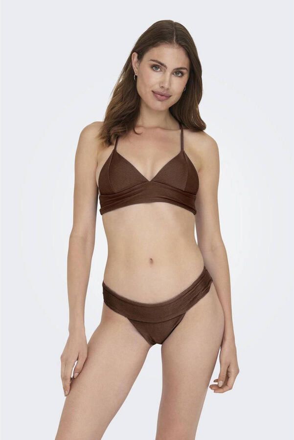 ONLY bikinibroekje ONLBOBBY met ribstructuur bruin - Foto 2