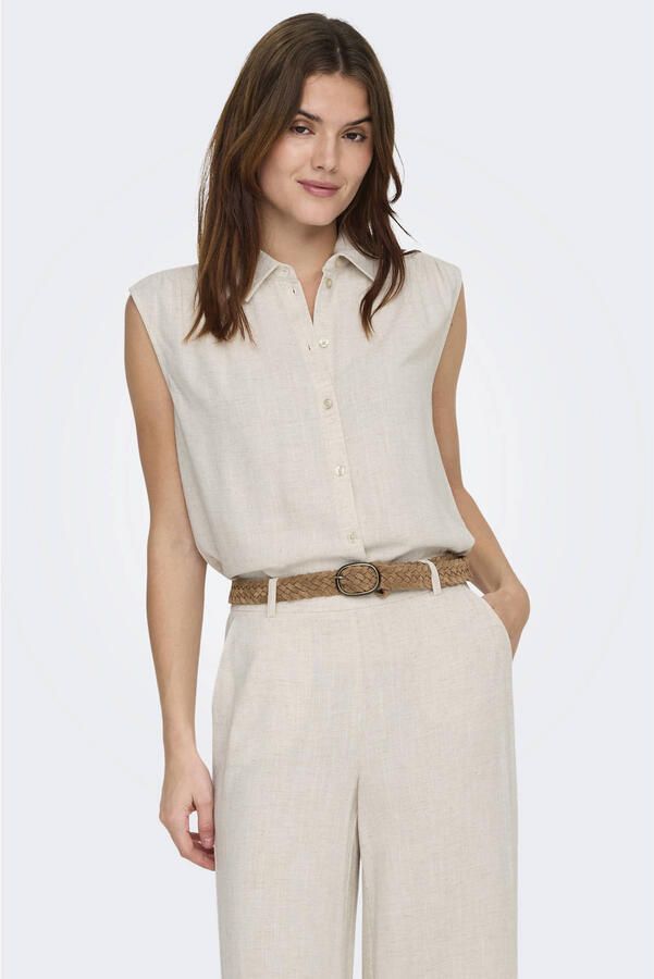 Only regular fit linnen blouse zonder mouwen model 'SIESTA'