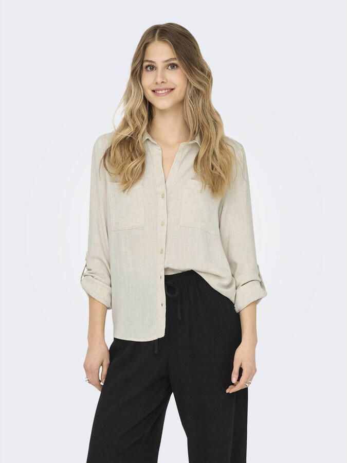 Only Blouse met lange mouwen ASMIN-SIESTA LS LINEN BL SHIRT PNT