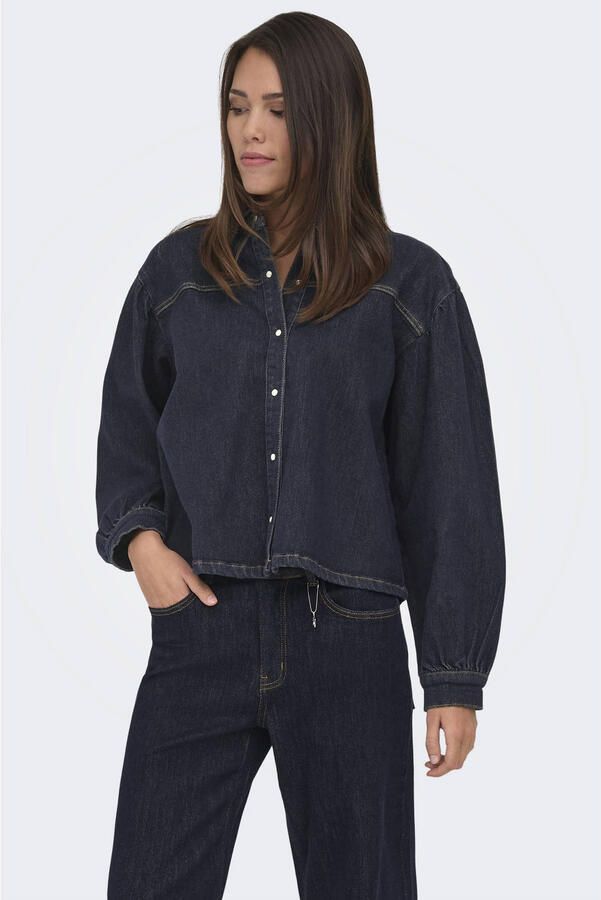 Only Donkerblauwe Denim Shirt Blue Dames