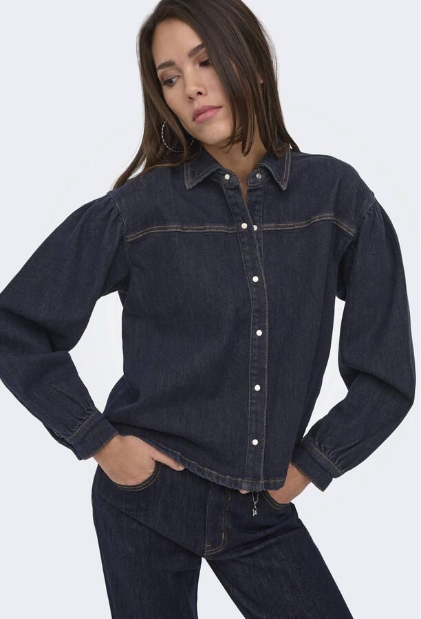 Only Donkerblauwe Denim Shirt Blue Dames - Foto 2
