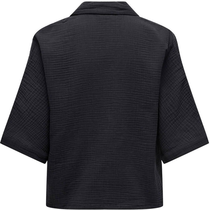 Only Boxy fit blouse met korte mouwen van zuiver katoen model 'THYRA'