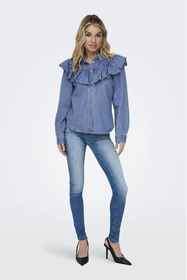 Only Overhemd ONLINDIGO LIFE LS FRILL DB DNM QYT 15297988 - Foto 3