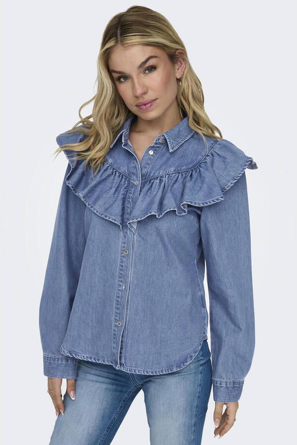 Only Overhemd ONLINDIGO LIFE LS FRILL DB DNM QYT 15297988 - Foto 2