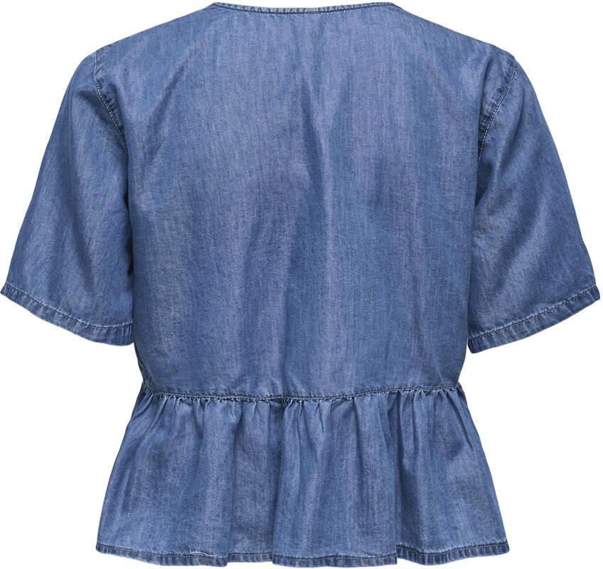 Only Boxy fit jeansblouse van een mix van katoen en lyocell model 'BEA' - Foto 3