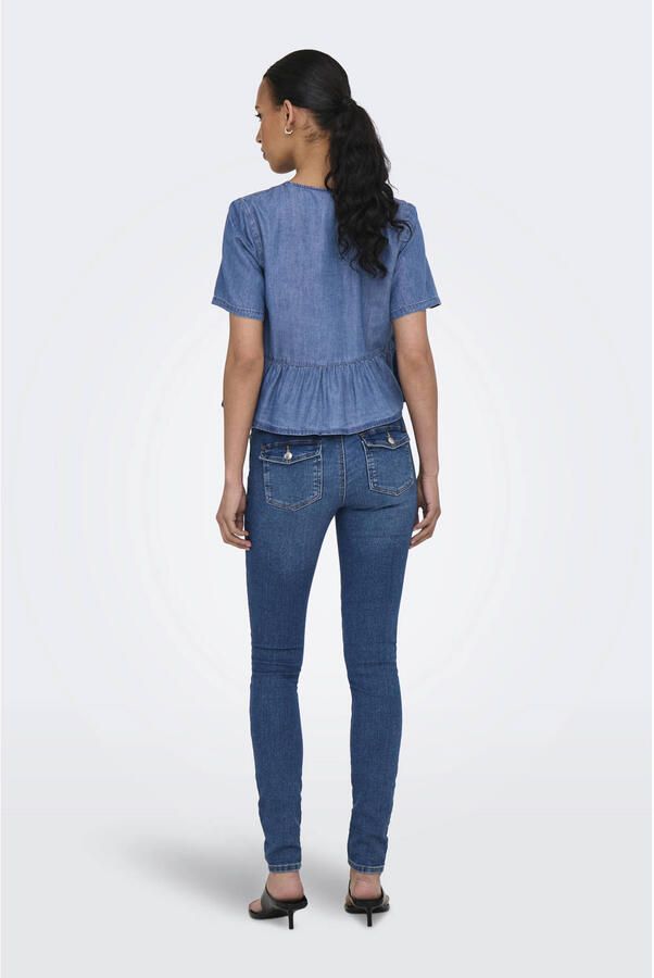 Only Boxy fit jeansblouse van een mix van katoen en lyocell model 'BEA' - Foto 2